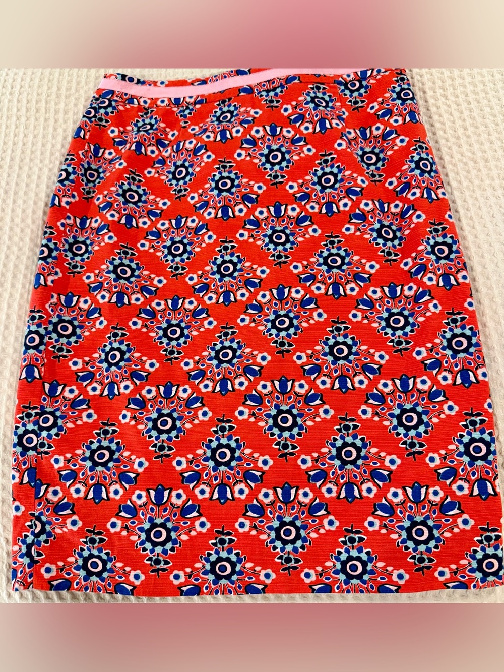 Boden Red Floral-Pattern Pencil Skirt